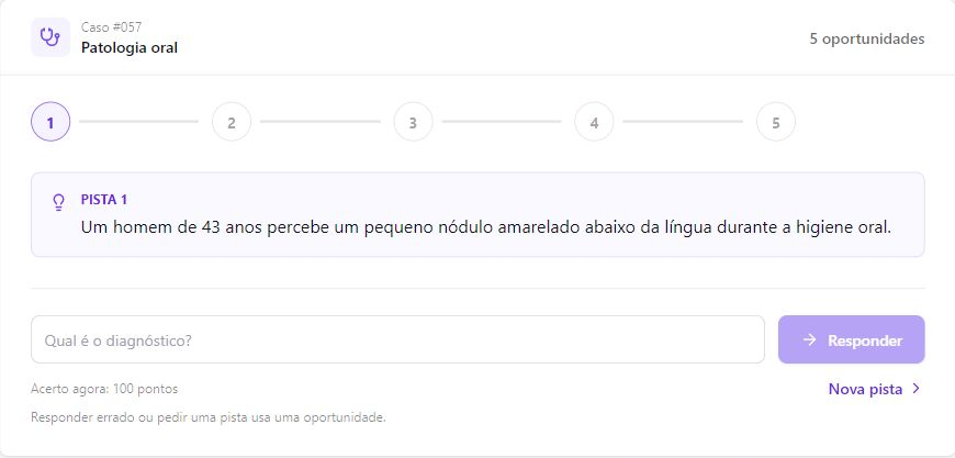 Diagnóstico do Dia atual com pista clínica, resposta e cinco oportunidades
